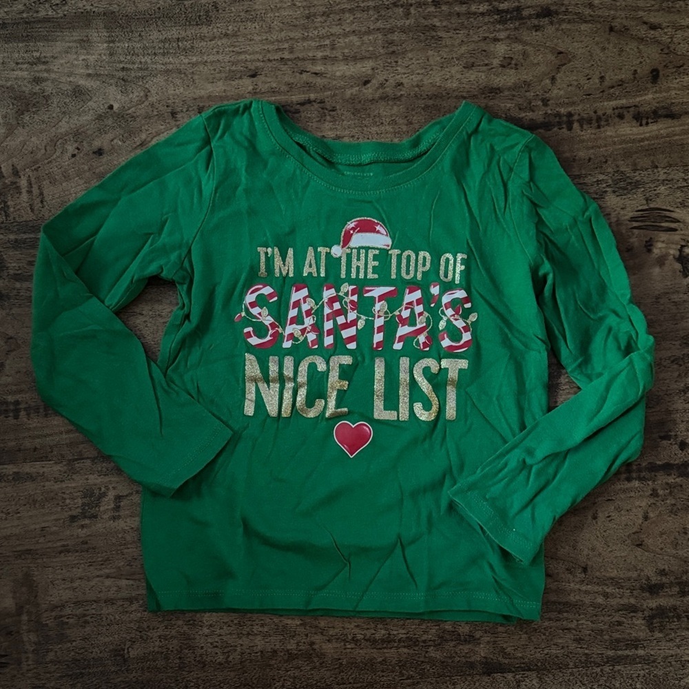 The Children's Place Green Santa's Nice List Long Sleeve Tee